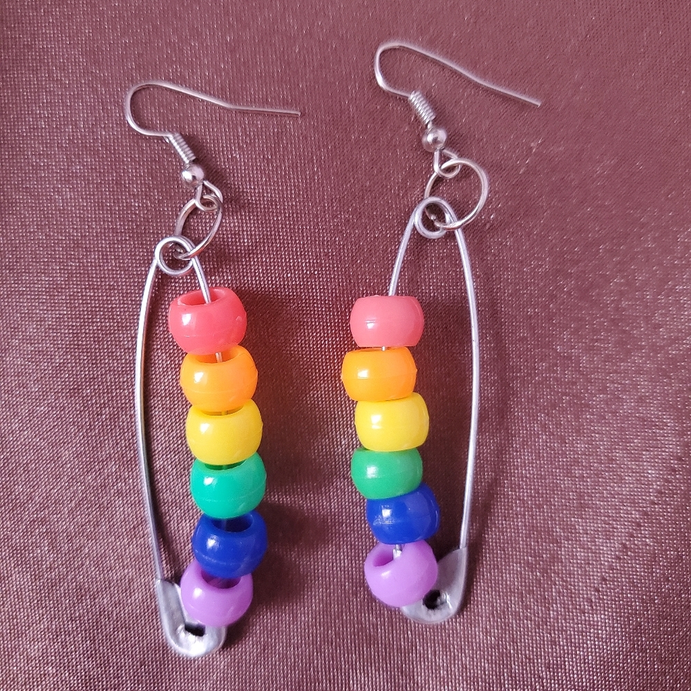Rainbow kandi earrings